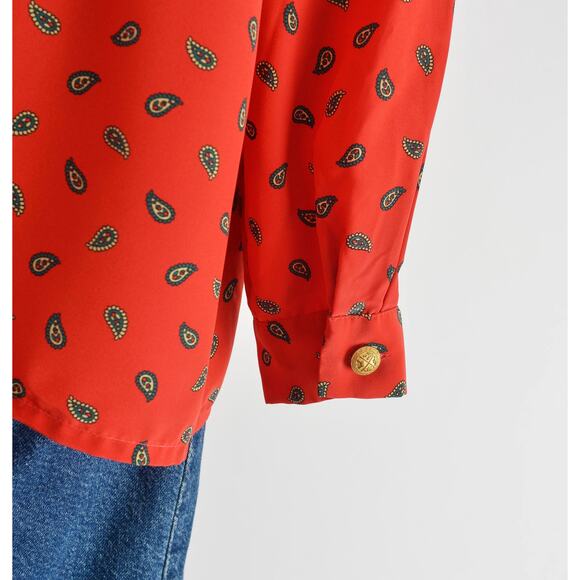 Plus Size Vintage 80s Pendleton Red Paisley Blouse size 2X - Picture 4 of 7